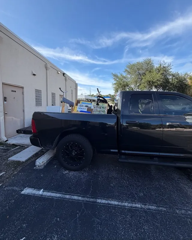 The loaded pickup on site, parked and ready to leave